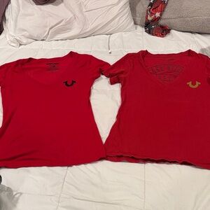 Y2K True Religion Kids Red Short Sleeve Tees